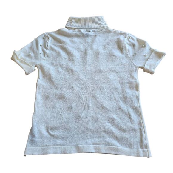 Bebe y2k Sz L ivory Rhinestone sweater top - Picture 3 of 7